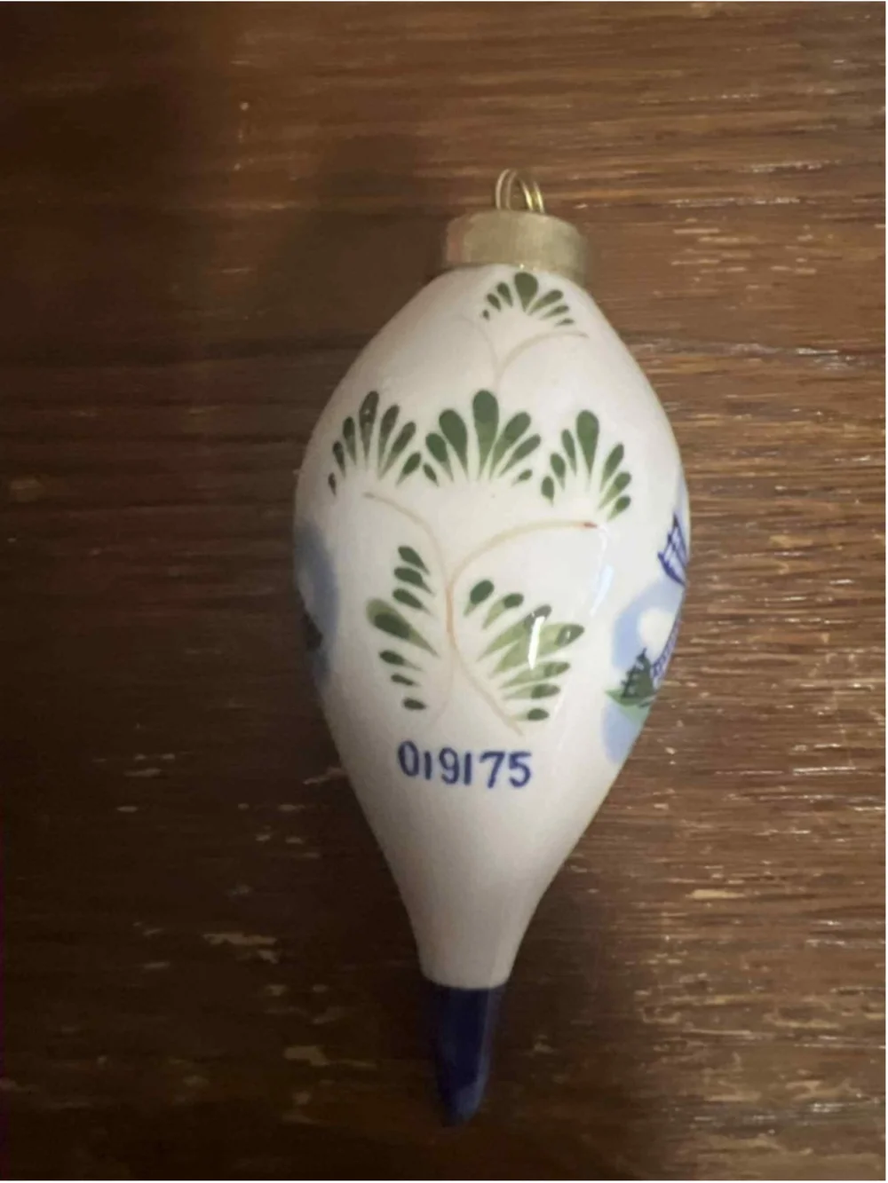 Delft Blue Christmas Ornament Hand Painted Dutch Windmill Numbered Ceramic 01917